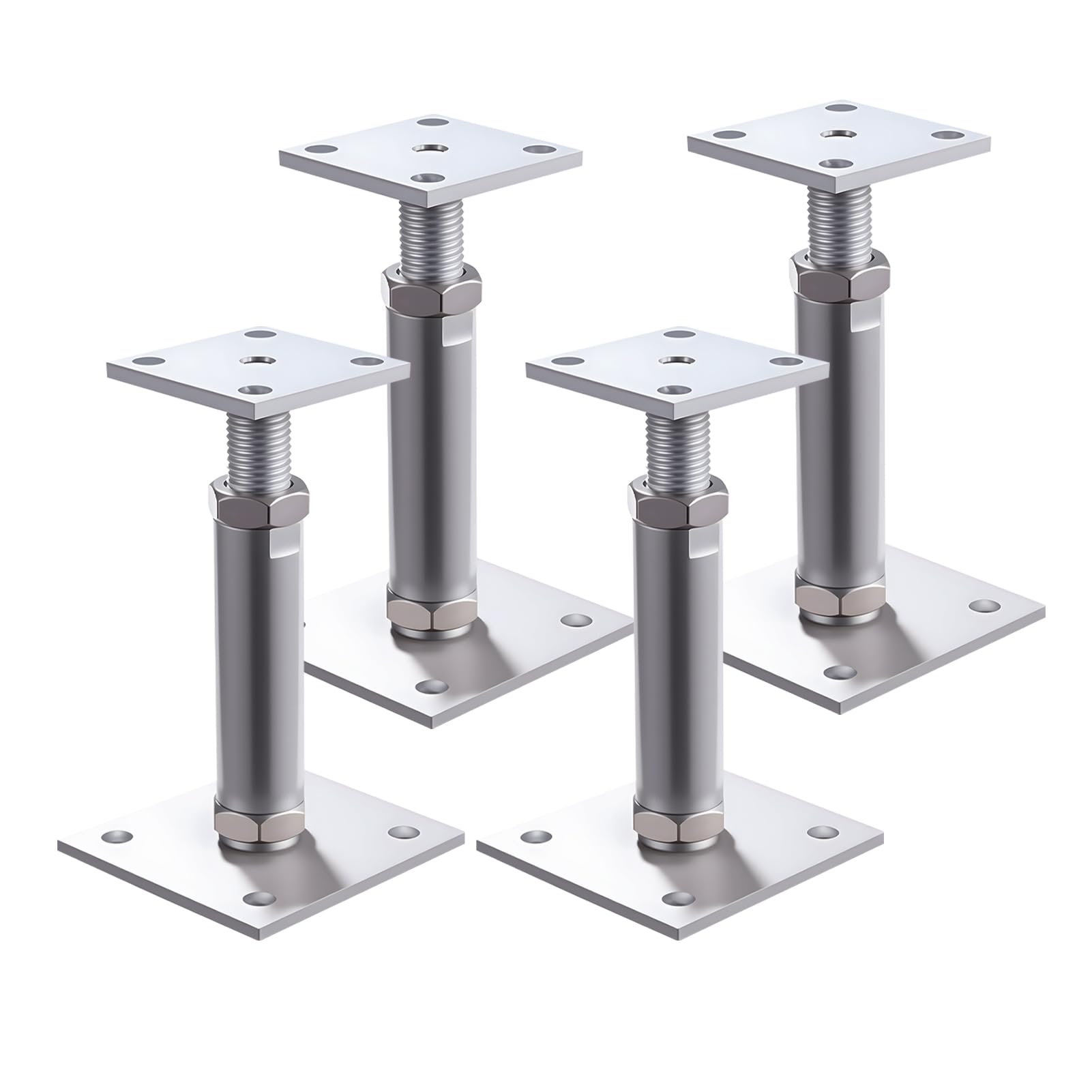 4Pcs Supporti per pali regolabili in altezza con pattini 150-190mm, piedi di supporto in acciaio zincato, supporti regolabili in altezza, supporti per pali regolabili e piedi di supporto regolabili in
