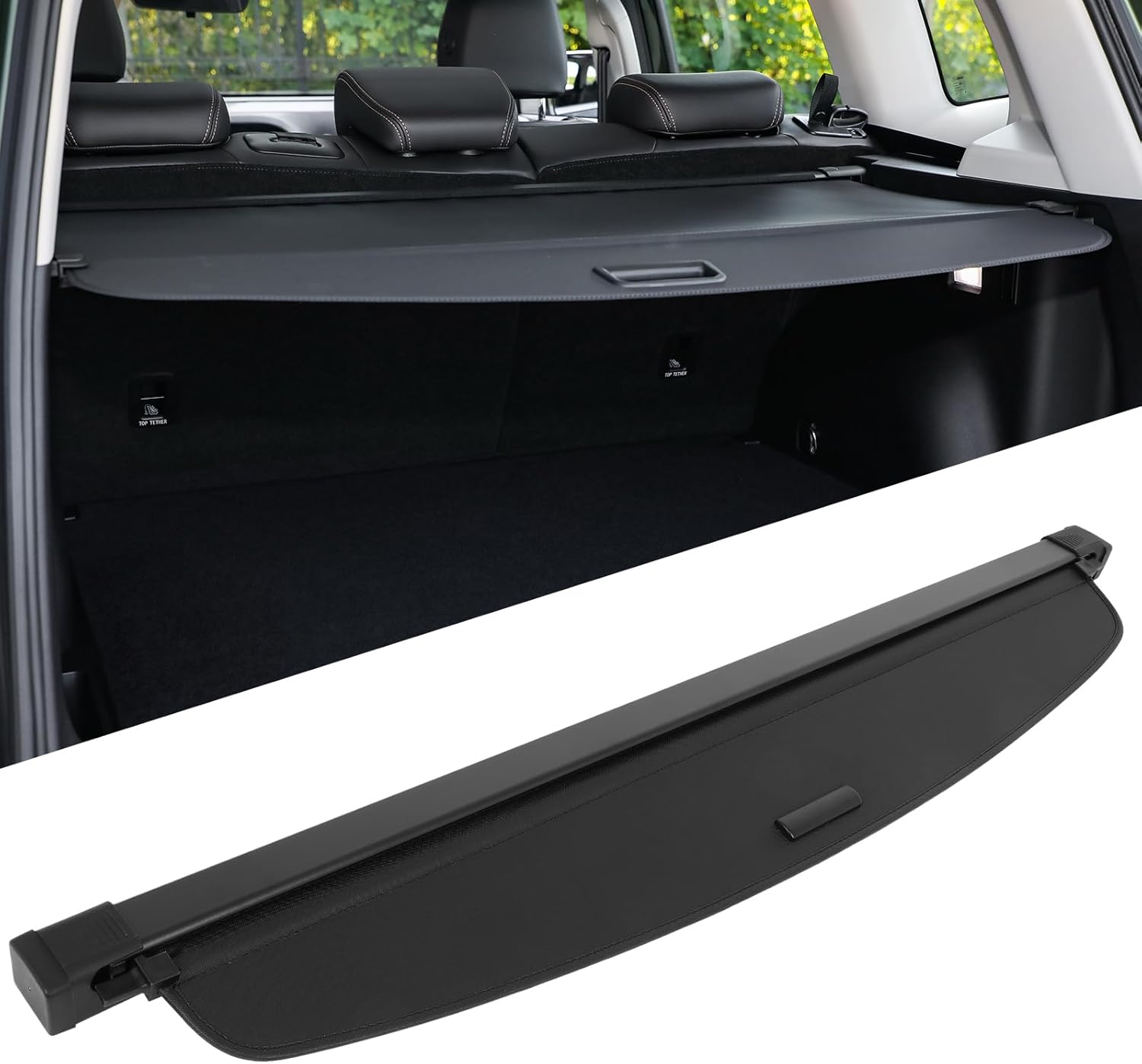 ECCPP Cargo Cover for Mercedes-Benz GLC Series 2016-2022 GLC250 GLC300 GLC300e GLC350 GLC43 AMG Flexible SUV Rear Trunk Cover Shade Luggage Tonneau Security Cover (Not Fit for GLC Coupe Series)