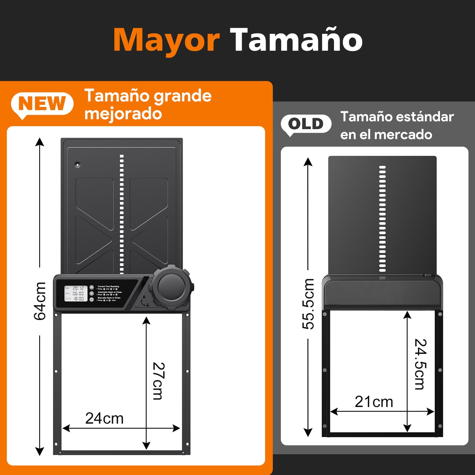 Batería automática grande para pollos, tapa de pollo de aluminio, con pantalla grande, temporizador, manual, protección inteligente para gallinas