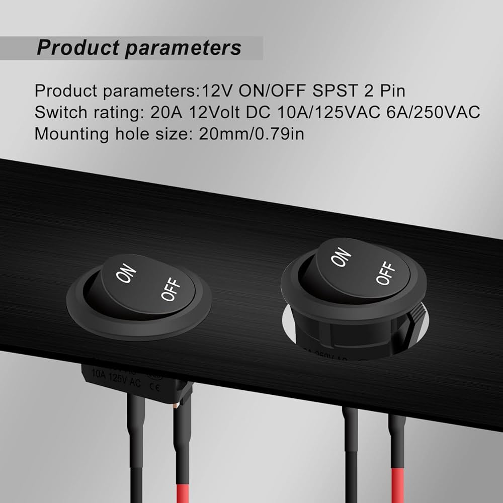 AC 6A/250V 10A/125V Red Light 3 Pin ON OFF SPST Snap In Boat Rocker Switch-in Switches From