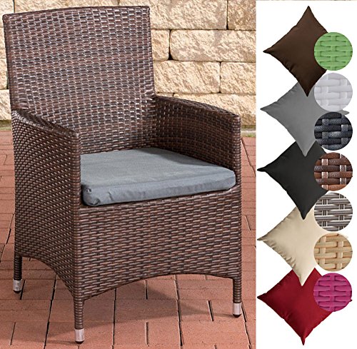 Preisvergleich Produktbild CLP Polyrattan Gartenstuhl Julia Mit Robustem Aluminium-Untergestell I Gartenstuhl Mit Sitzkissen I Erhältlich Braun Meliert, eisengrau
