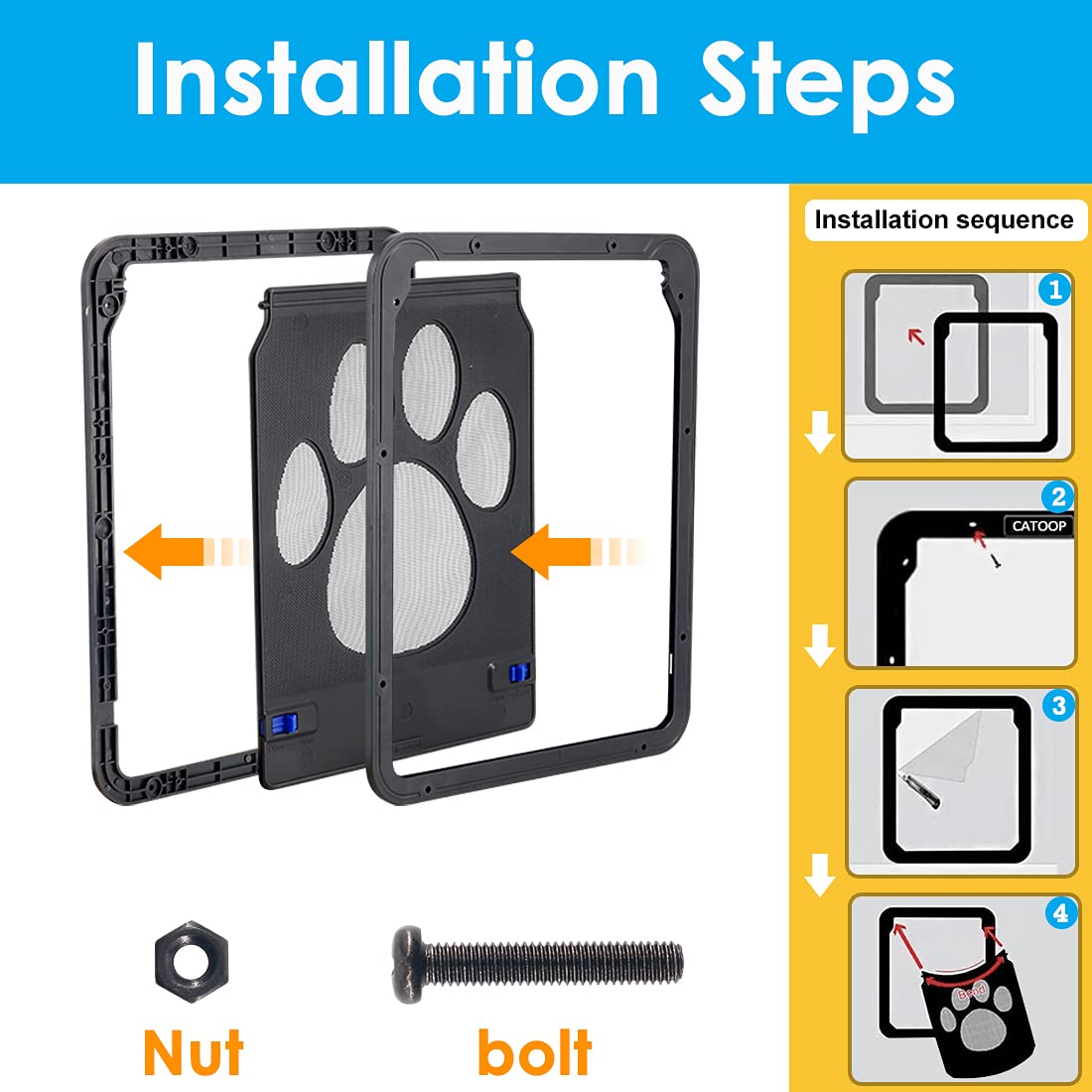 Dog Screen Door,Lockable Pet Screen SelfClosing