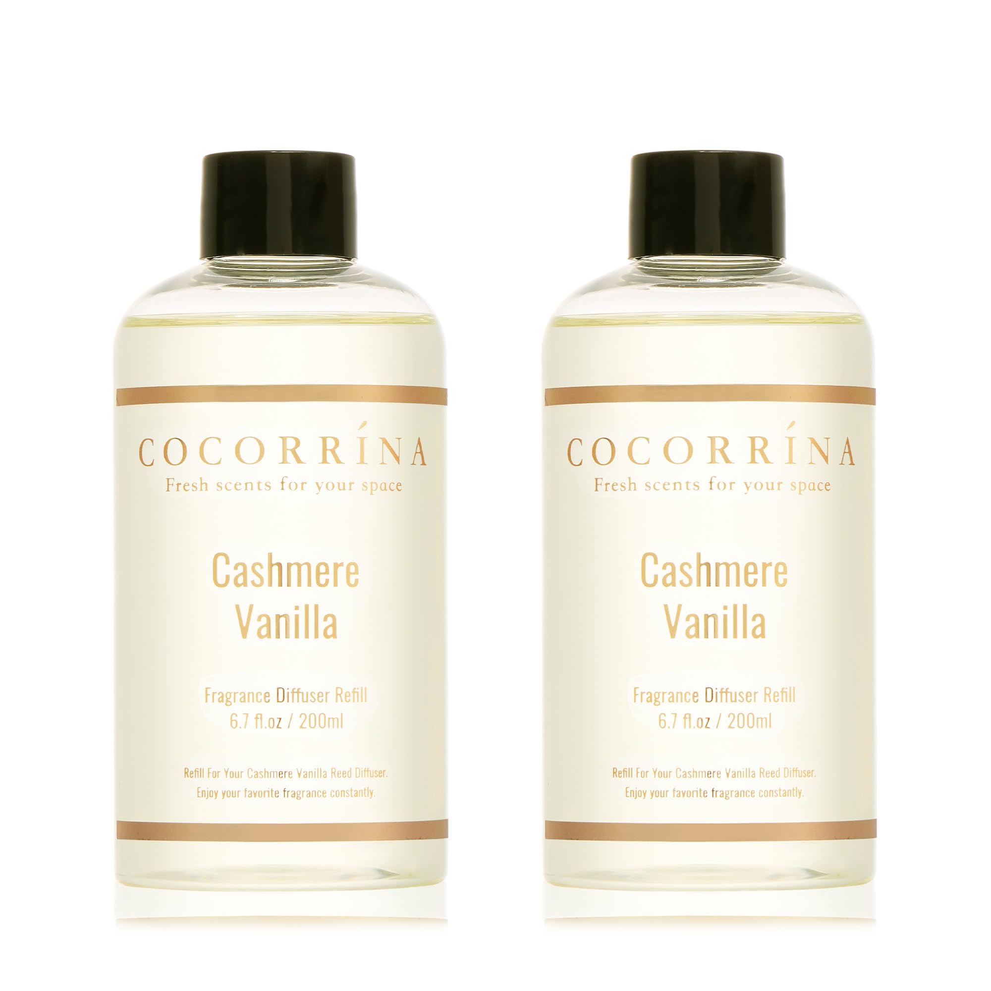 COCORRÍNA Refill - Cashmere Vanilla 6.7 fl oz /2 Pack Reed Diffuser Refill with Sticks