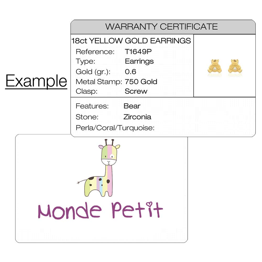 Monde Petit - Bracciale Ragazza Oro Giallo 18K Personalizzata Schiava Orso Perla 4 mm Opaca Brillante 14 cm - Scatola Regalo - Certificato di garanzia
