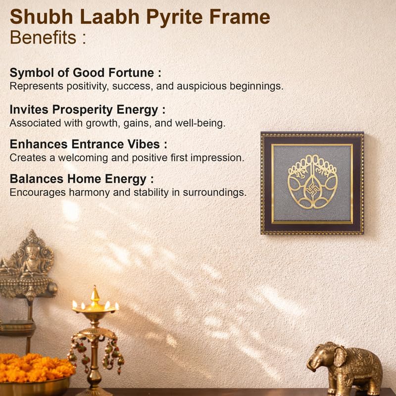 Image of Shubh Labh Wall Frame for Entrance Vastu Decor, Gold Finish Auspicious Wall Art for Home, Office & Door Decor