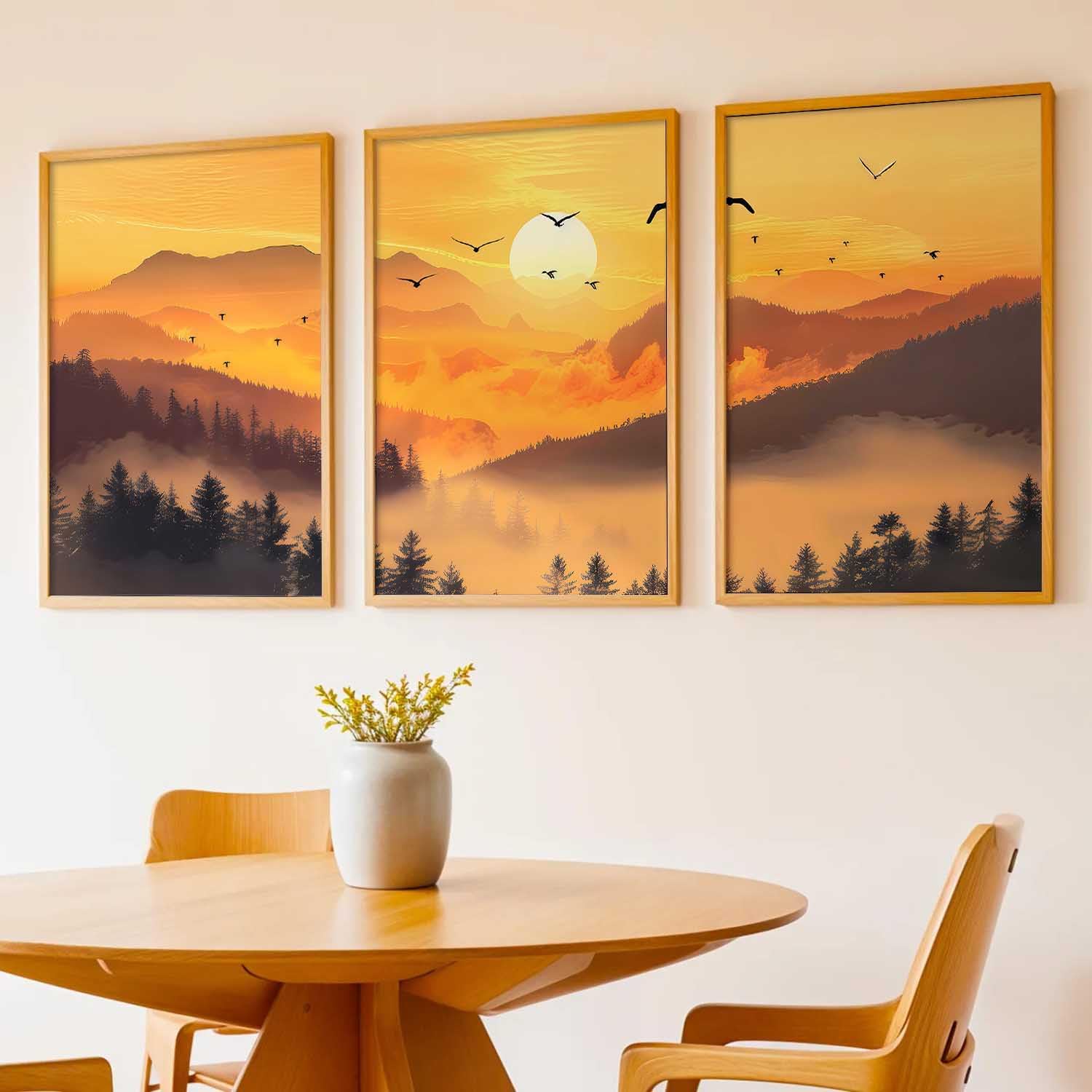 kotart Big Aesthetic Sunset View Wall Art Paintings | Mountains Landscape Framed Painting | Vastu Frames for Living Room Bedroom Wall Decor Set Of 3 (14x20 Inch)-image-25
