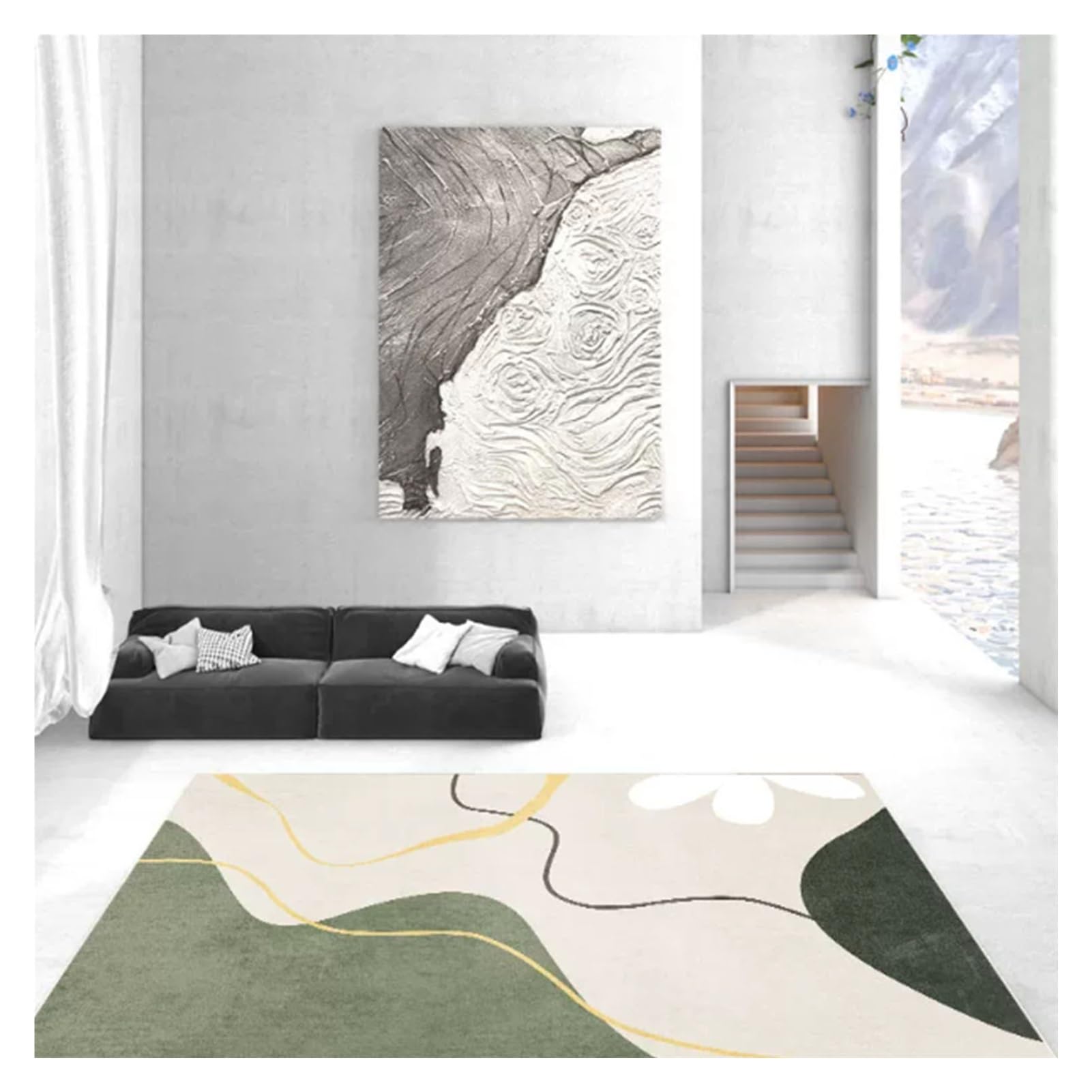 Tapis terrasse confortable 200x200cm shaggy poil paillasson exterieur entree salon
