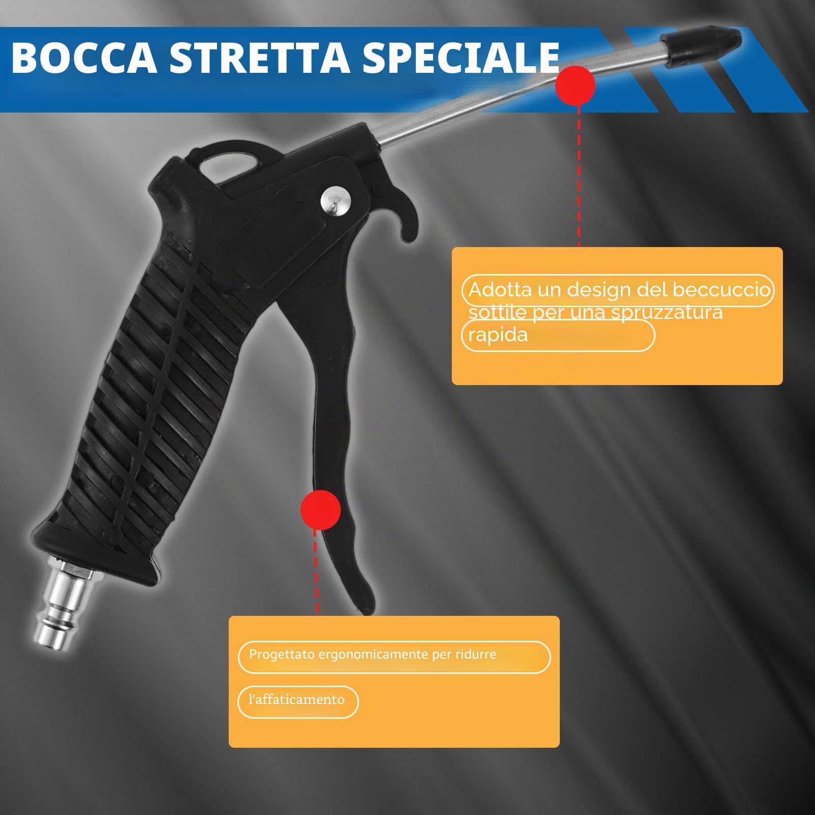 Pistola ad aria compressa con tubo a spirale da 5 m, pistola ad aria compressa con raccordo rapido a T, pistola ad aria per camion, auto, barca