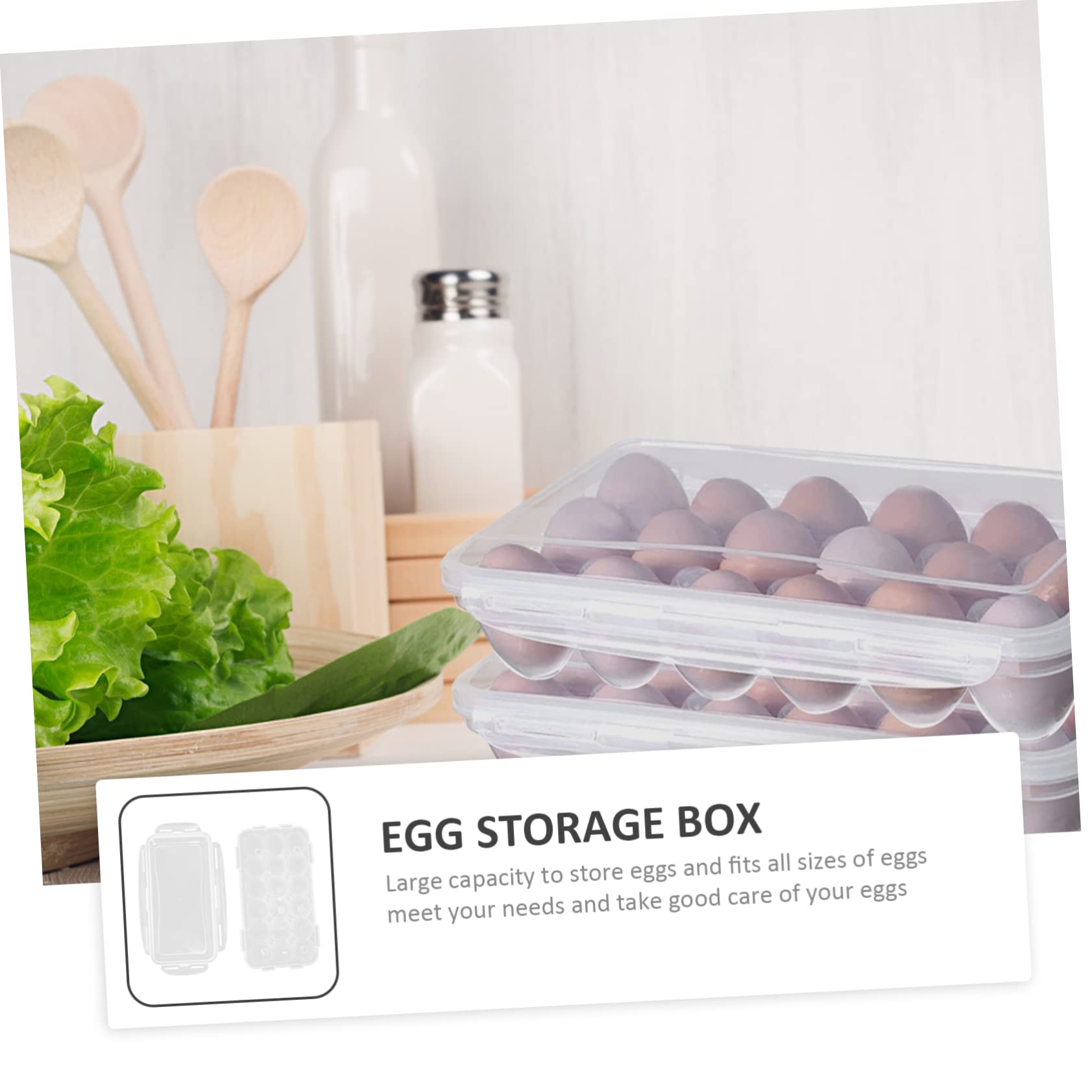 STOBAZA 3piezas Caja De Almacenamiento De Huevos Tapa Compartimentos Organizador Transparente Para Refrigerador Para Cocinas y Congeladores Diseño Resistente y Práctico Para Hogar