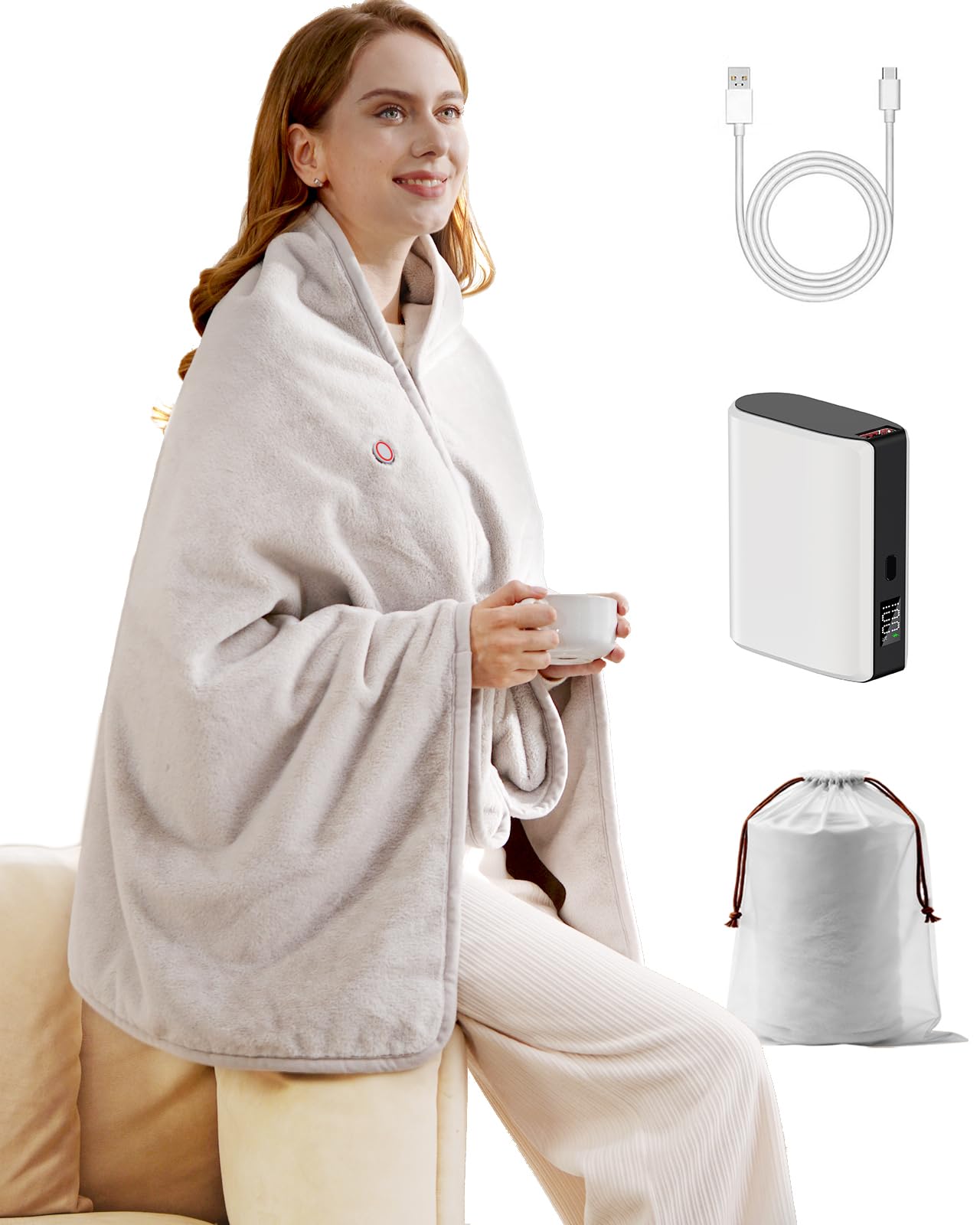 Zireot Cordless Heated Blanket with Battery Pack
