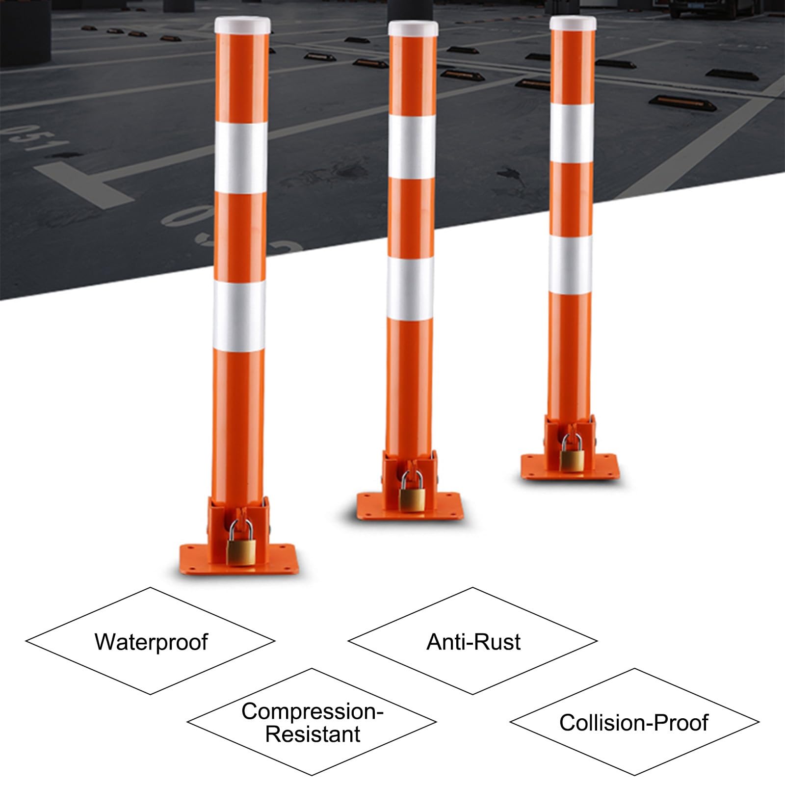 Borne de sécurité en Acier - Barrière de stationnement, Poteau de signalisation pour allées et contrôle de la Circulation des véhicules