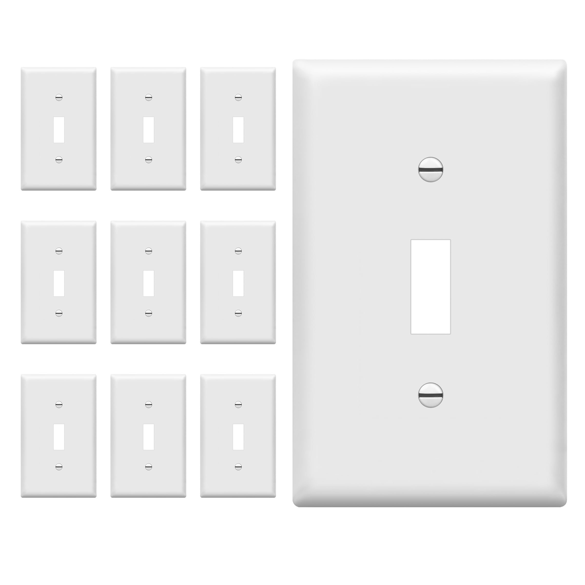 enerlites light switch cover plate toggle wall plate cover size 1-gang 45034 x 27634 unbreakable polycarbonate thermoplastic 8811-w-10pcs white 10 pack