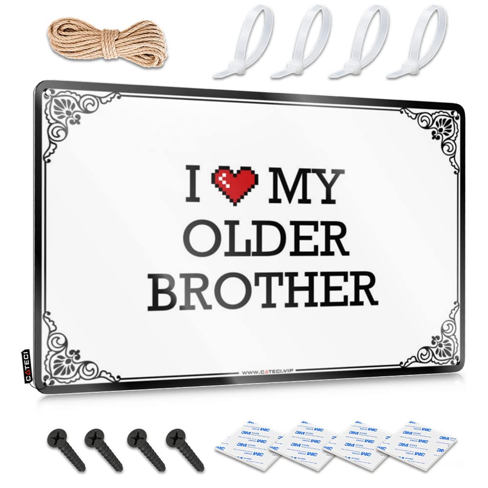 Plaque vintage en métal I Love My Older Brother 30x40 cm