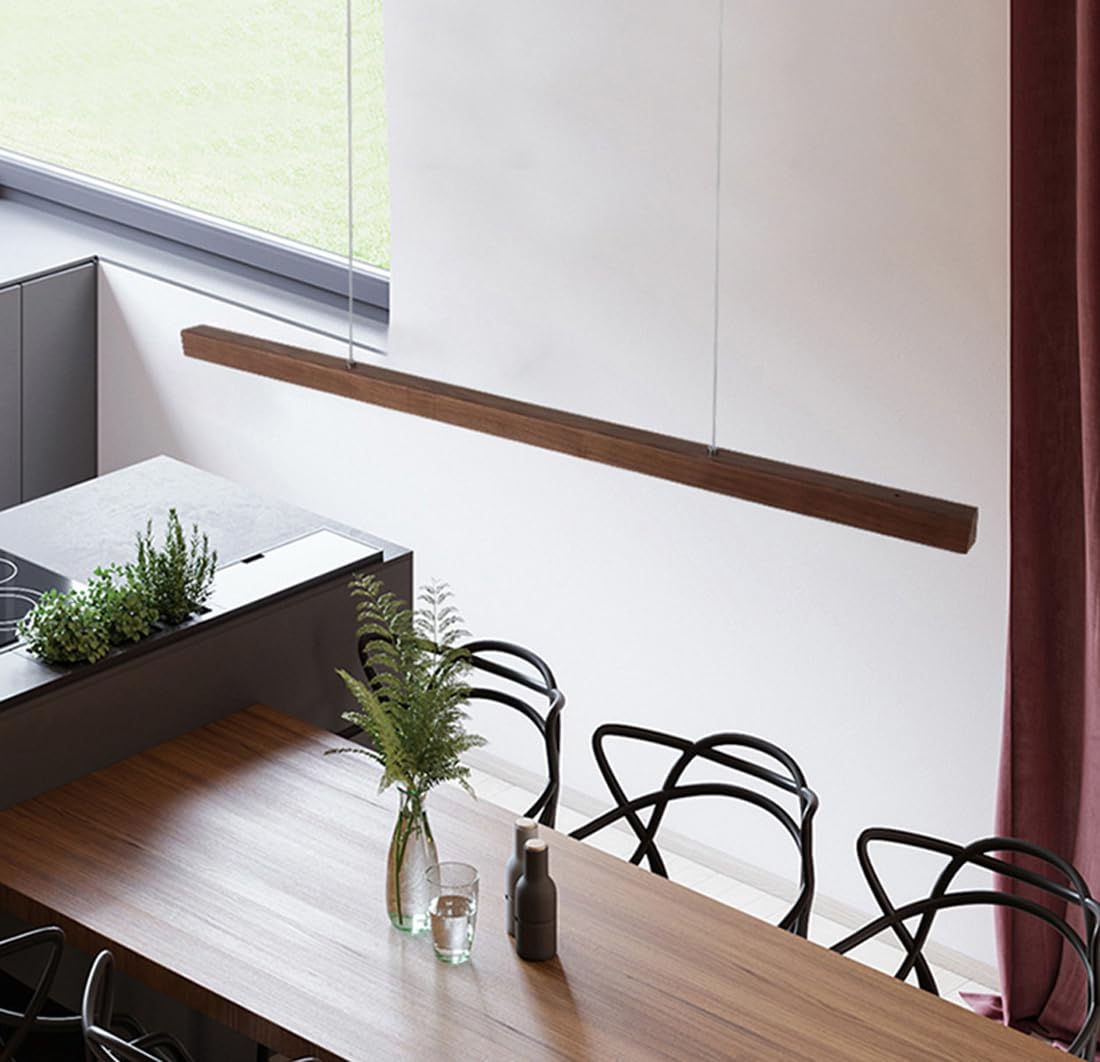 Lámpara de araña LED de Espectro Completo de 150 cm, Color Nogal, lámpara de Mesa para recepción y Bar, lámpara de araña de Madera, decoración Moderna para el hogar, diseño de bajo Consumo e