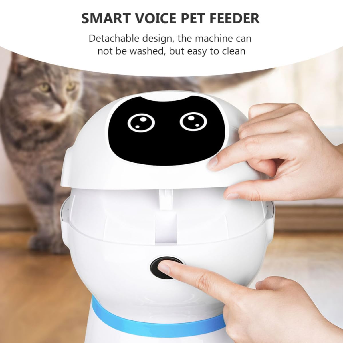 Lurrose 1juego Comedero Inteligente para Mascotas Temporizador con Grabación de Voz Dispensador Automático para Gatos Perros con Control Porciones Programado sin Batería