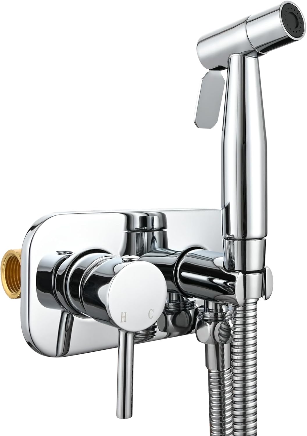 Tecmolog Chrome Handheld Bidet Sprayer Hot and Cold Mixing Valve Kit Stainless Steel for Feminine Wash and Baby Diaper Wash, WS024DF1