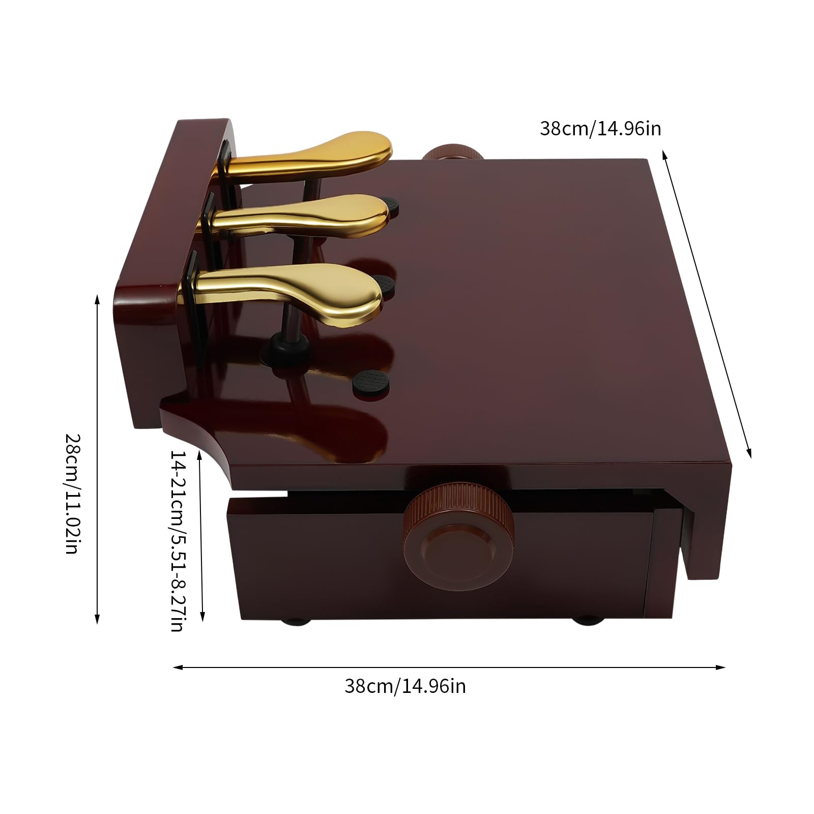 Extensión de pedal de piano para niños, extensión de pedal de piano con 3 pedales, ajuste de altura, efecto de pedal de piano infantil, marrón, sin ruido, con pies antideslizantes, para casa, escuela,