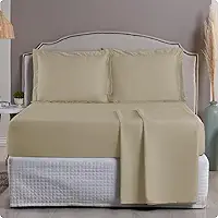 Jogo de Cama 1000 Fios Algodão Egípcio Toque Gelado, Solteiro/Casal/Queen/King, Fronhas com Aba (Cáqui, Casal 3 Peças)