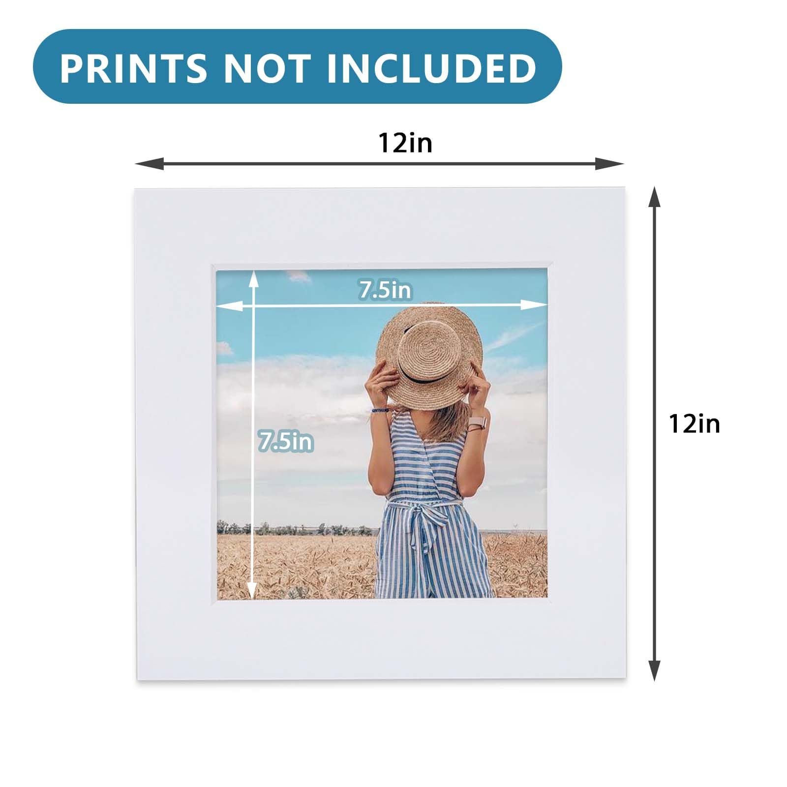 10 sztuk wstępnie wyciętych białych mat do zdjęć 12 x 12 cm, 20 x 20 cm, biała ramka, szlifowana faza, matowa, bezkwasowa, idealna do ramek/grafiki / wydruków
