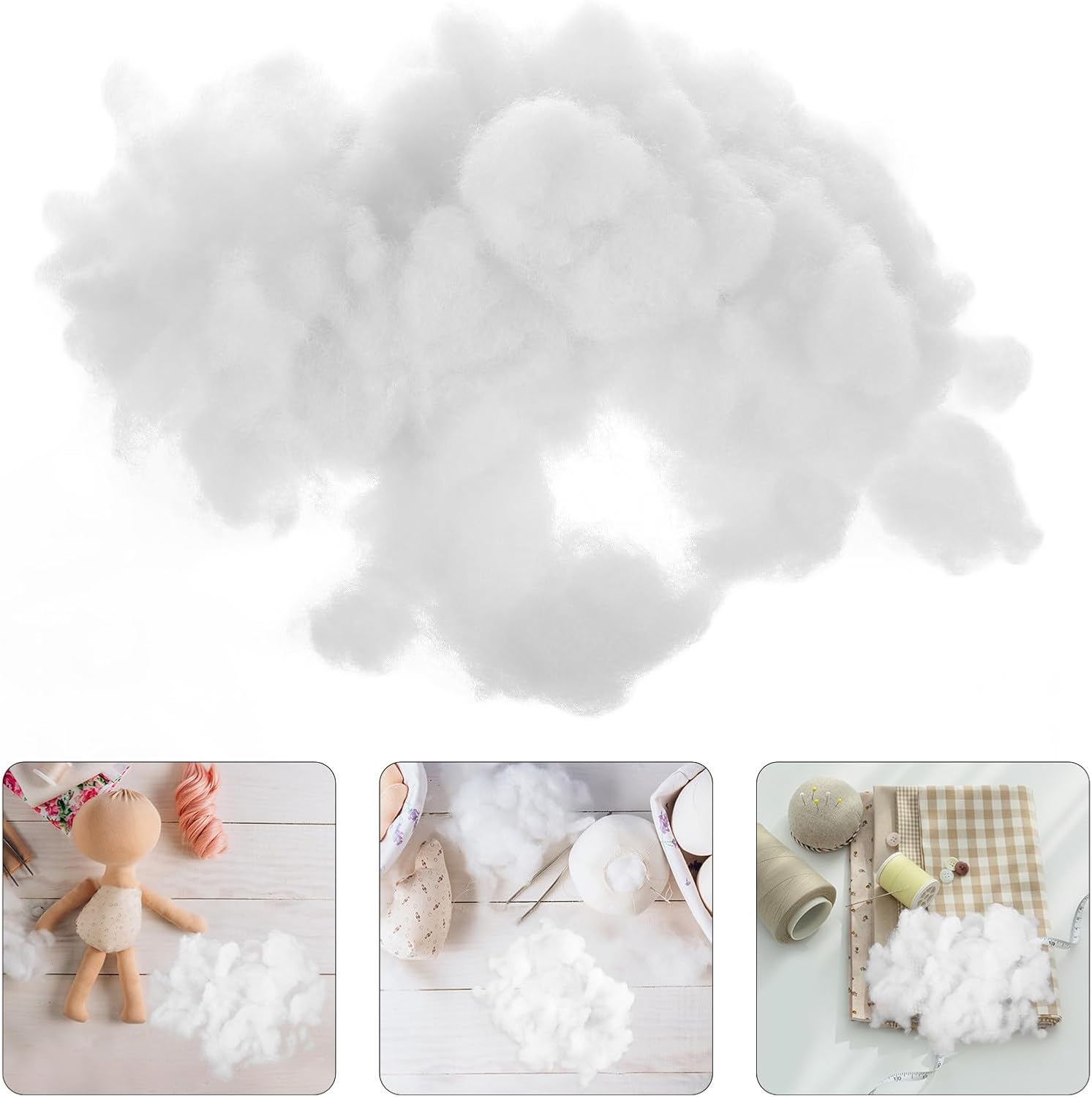Garneck High Resilience Pp Cotton Stuffing for Pillows and Cushions Proper Elasticity and Softness, Comfortable Texture, 500g Fiber Fill for DIY Crafts, Quilting, and Handmade Crochet