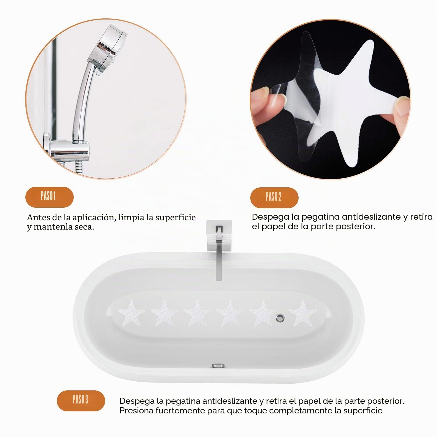 Secopad Pegatinas Antideslizantes para Ducha, 24 calcomanías de Seguridad para bañera con raspador Premium (Blanco)