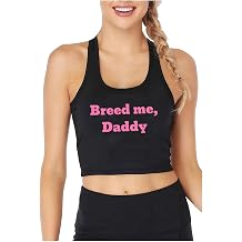 Breed me, Daddy Design Sexy Slim Fit Crop Top Sugar Baby Funny Flirtatious Style Tank Tops Hotwife Naughty Training Camisole Grey