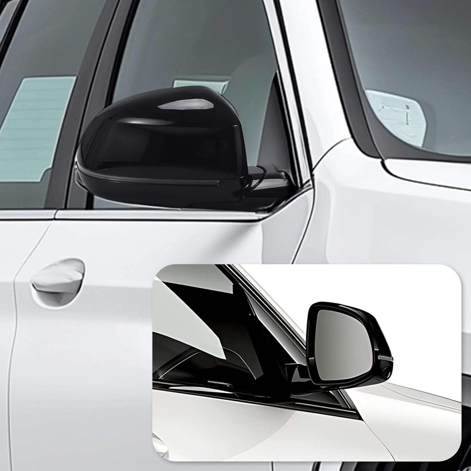 Passenger Side View Mirror Assembly Compatible with BMW X3 G01 G08 2018 2019 2020 2021 2022 2023 2.0L 3.0L w/Blind Spot Turn Signal Heated Power Foldable Black 51168491670