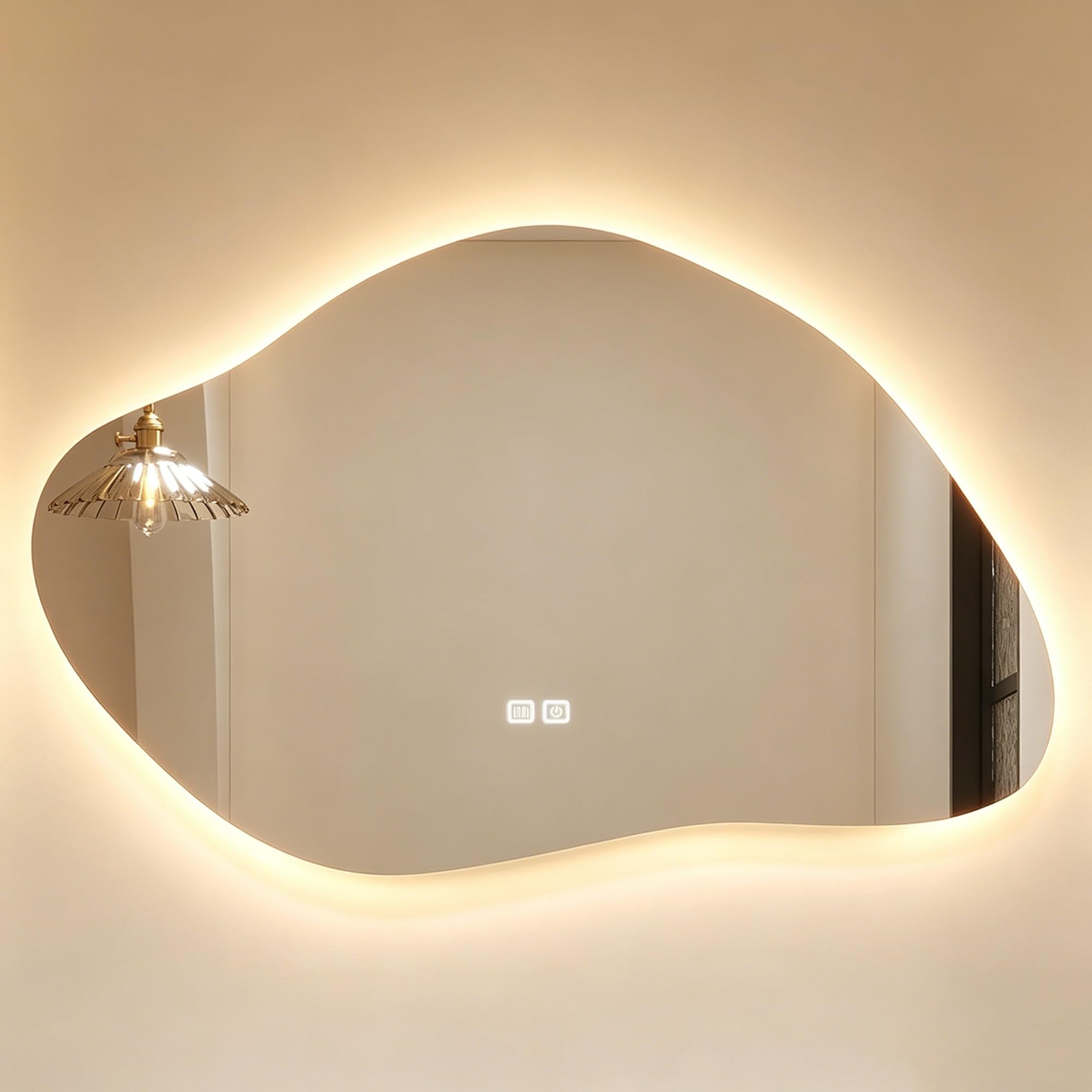 EYTVYUWPT Irregular Frameless LED Bathroom Mirror Anti-Fog Wall-mounted Vanity Mirror(60x90cm/23.6x35.4in)