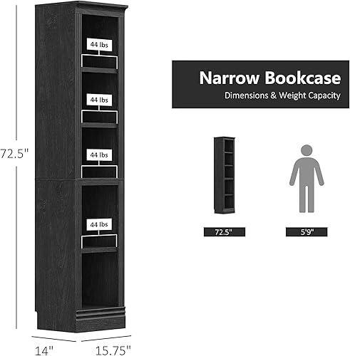 Miniatura 3 de JAHRSTIM Halston Estantería estrecha, unidad de almacenamiento ajustable abierta para el hogar y la oficina, 14 pulgadas de largo x 15.75 pulgadas