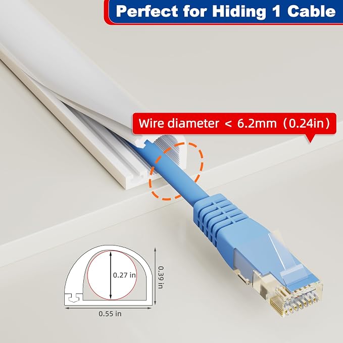 Canaleta para cables Esufeir 39 pulgadas Blanco miniatura 2