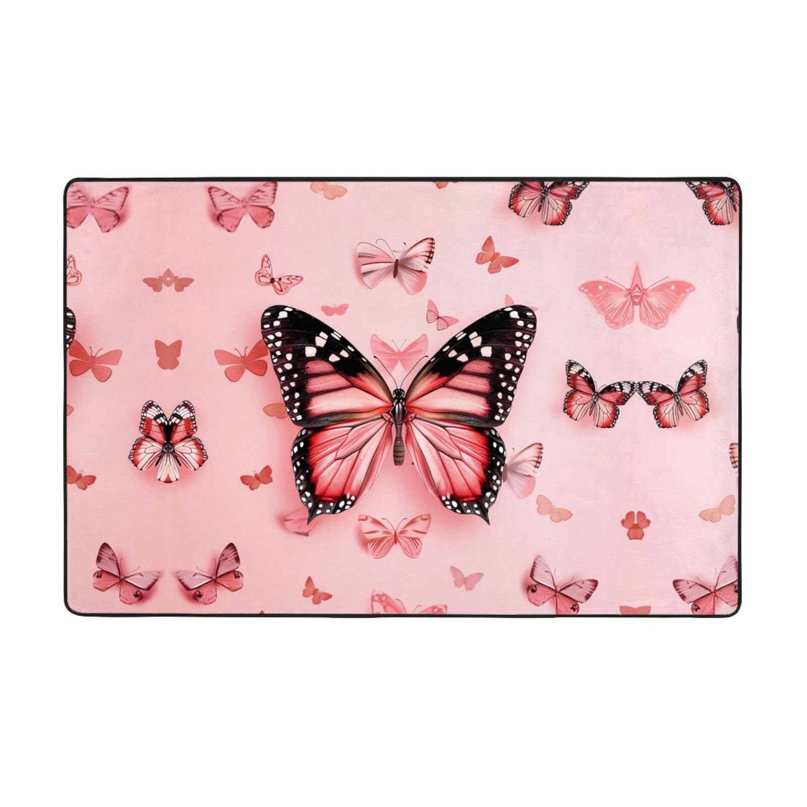 Tapis à poils longs papillon 152x99 cm en mousse à mémoire de forme