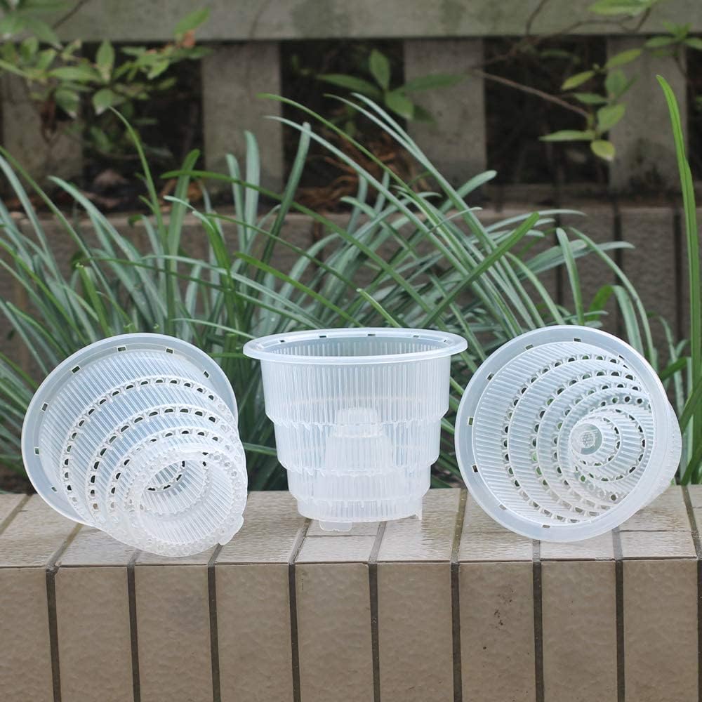 Meshpot 5 Inch Clear Plastic Orchid Pots With Holes - 3 Pack