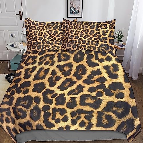 Parure de lit léopard 3D microfibre ultra douce avec fermeture éclair - 7