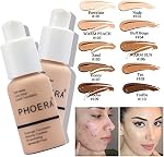 PHOERA Foundation,PHOERA Foundation Makeup for Women, PHOERA Full Coverage Foundation,30ml PHOERA 24HR Matte Oil Control Concealer (102- Nude)