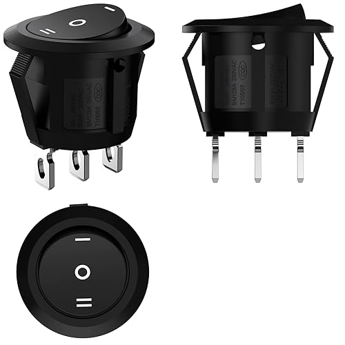 Miniatura 2 de 5 unids 3 engranajes redondo protección del medio ambiente barco interruptor basculante AC 6A250V 10A125V 3 soldadura Lug SPDT OnOffOn 3 Pin Mini