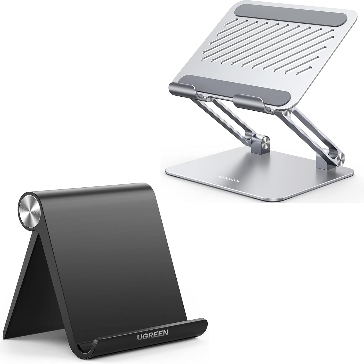 UGREEN Tabelt Stand Black Bundle with Dual Rod Support Tablet Holder Metal