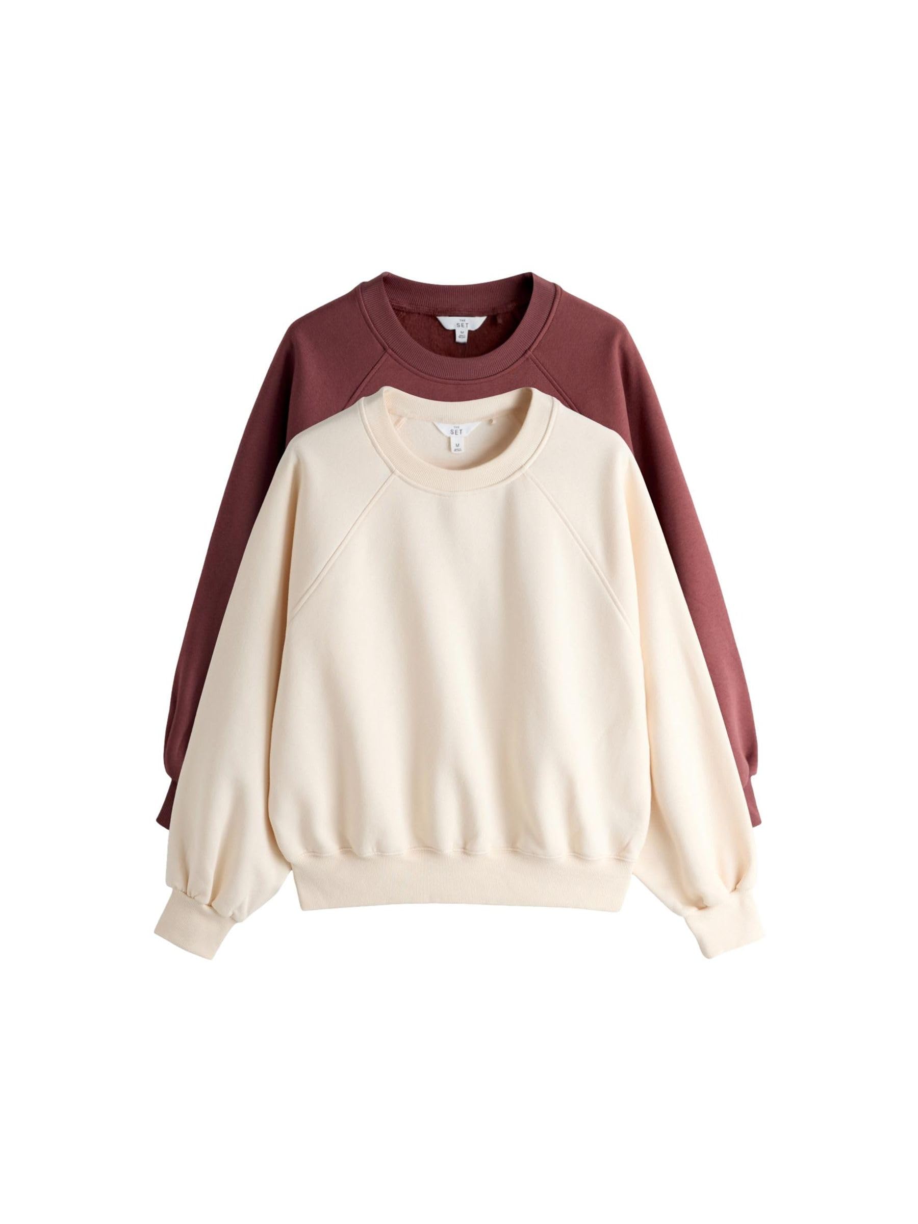 THE SET Femme Pull à Manches Raglan, Lot de 2 | Coupe standard