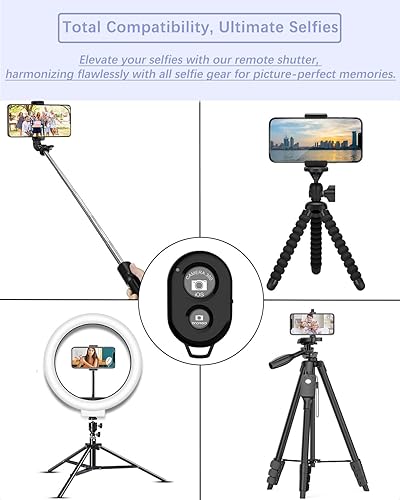 Miniatura 6 de Obturador remoto para cámara de iPhone, control remoto Bluetooth para Android, manos libres, funciona con toma un retrato familiar de Navidad, crea