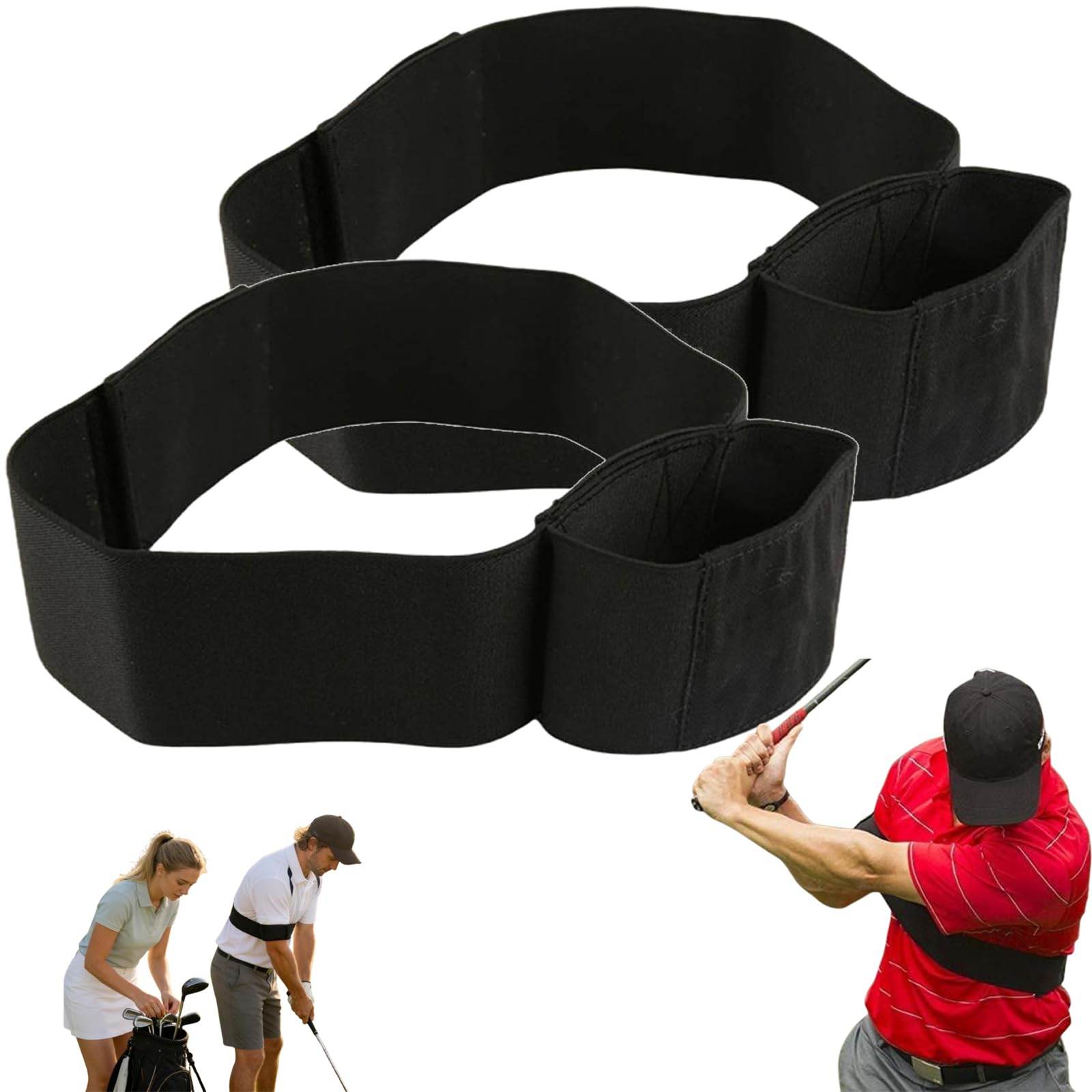 TRS Slider Golf Training Aid [2-Pack] - Adjustable Swing Correcting Arm Band for Connection & Stability - Premium Nylon Elastic Golf Trainer for Men Women Beginners - Great Value Set