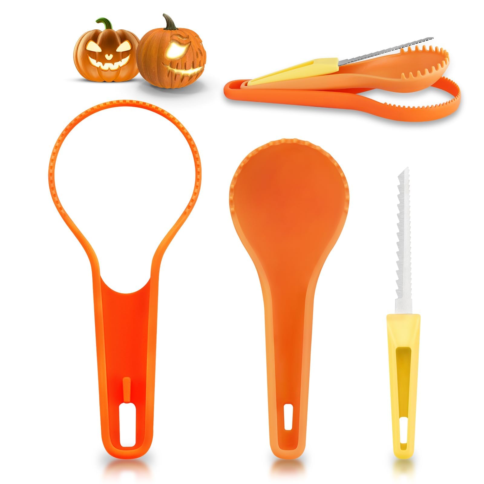 Kit de Tallado de Calabaza de Halloween, 3pcs Herramientas Para Tallar Calabazas, Cuchillo Tallar Calabaza, Tallado de Calabaza de Halloween DIY