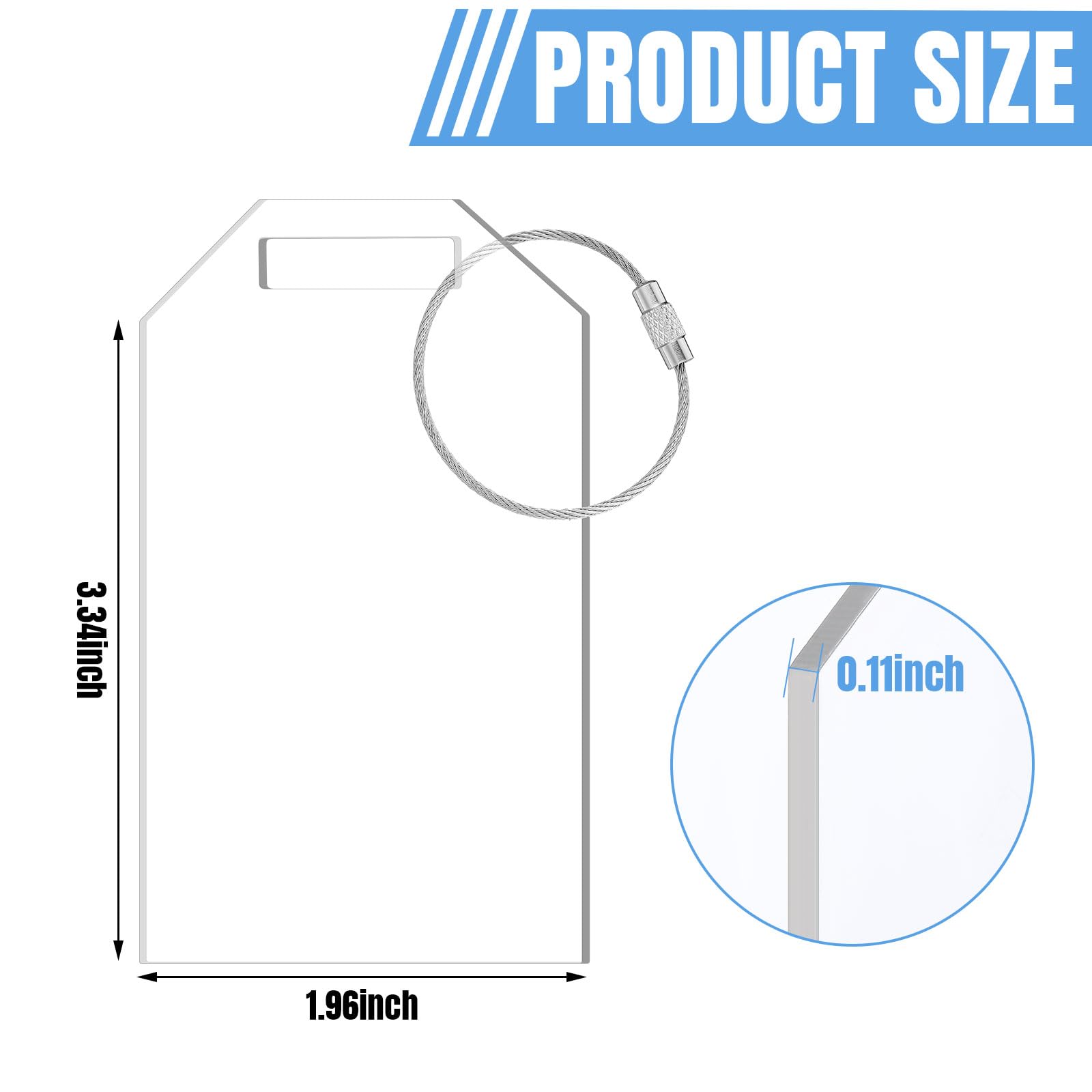 Mifoci 25 etiquetas transparentes para equipaje de 3.35 x 1.97 x 0.11 pulgadas, etiquetas de acrílico con agujeros para invitados, llavero, mesa, boda