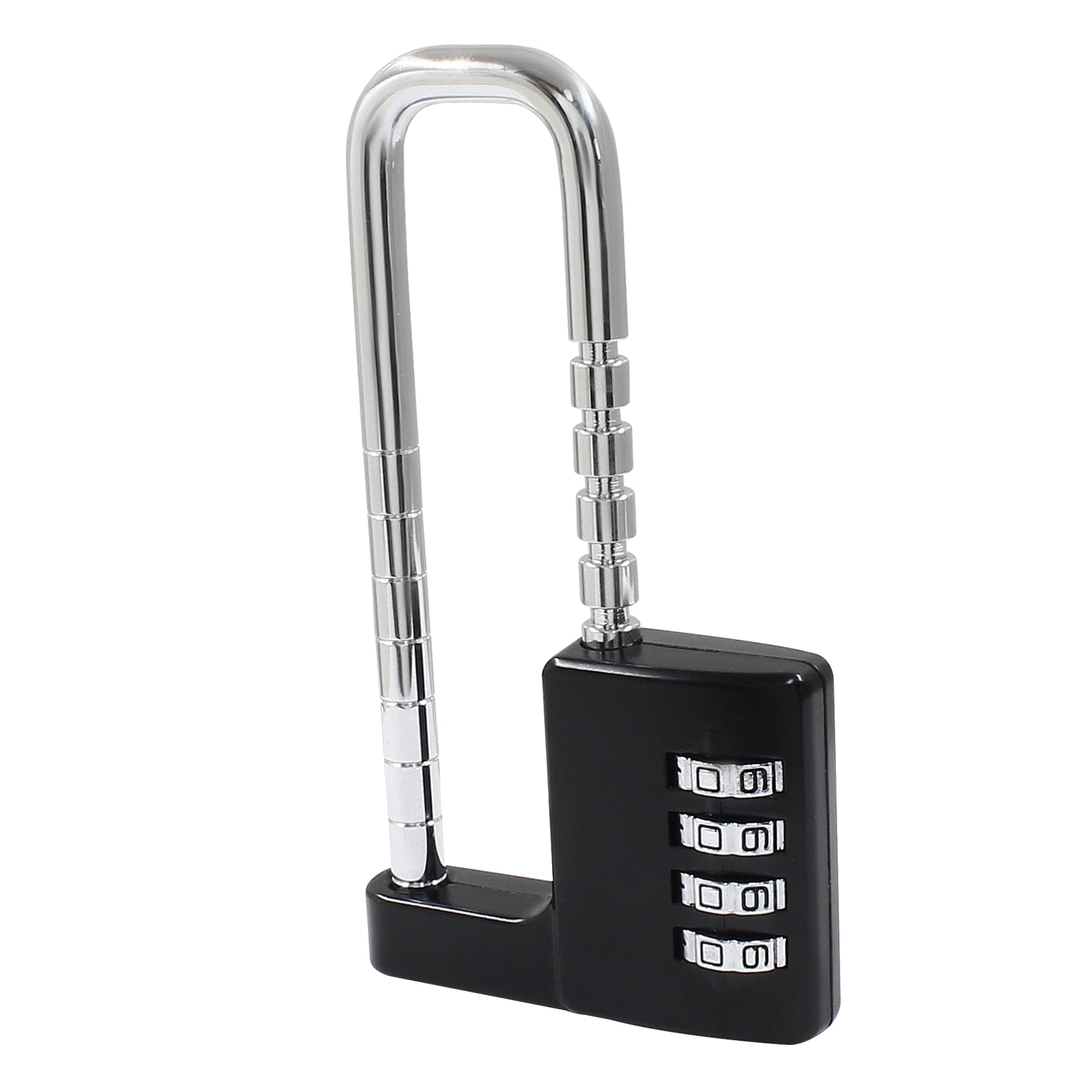 4 Digit Combination Lock, 4 Inch Long Shackle Combination Padlock Outdoor Waterproof Padlock for Gate, Gym Locker, School Locker, Fence(Black)
