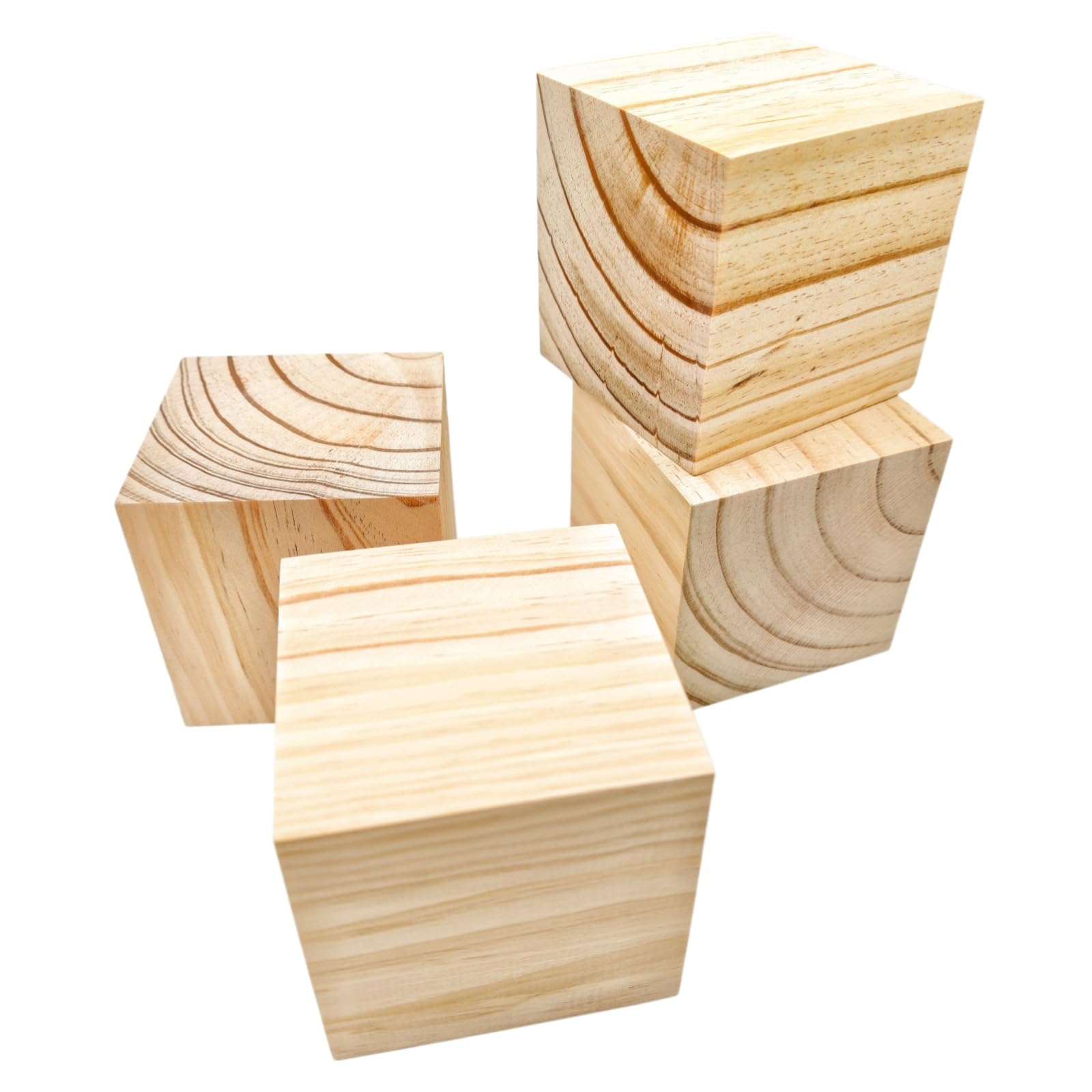 Wooden Cubes 10cm/4pcs, Unfinished Square Wood Blocks Natural Wooden Blocks for Crafts, Carving, DIY Projects