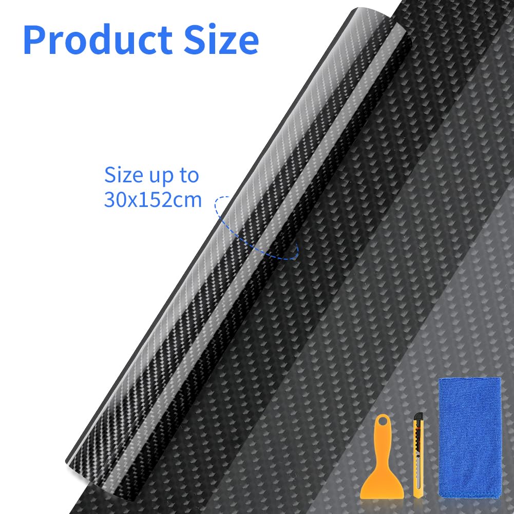 DiULi 6D Pellicola Carbonio per Auto - 30x152 cm, Pellicola Adesiva di Carbonio, per Moto, Auto, Computer, Decorazione di Mobili - 3