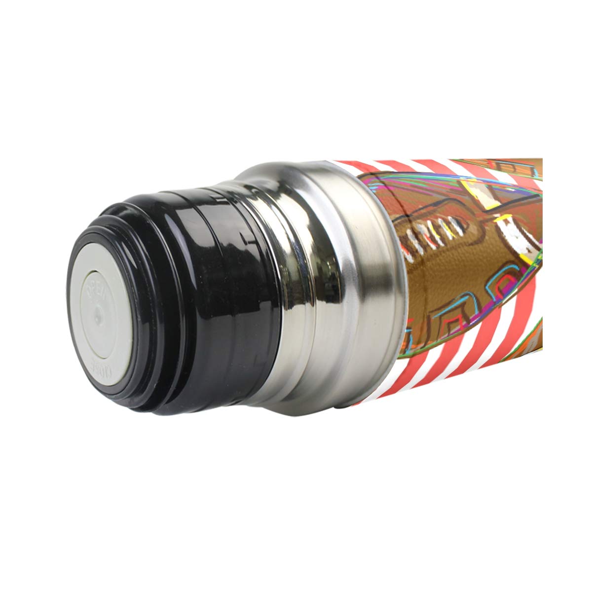 Taza de viaje de acero inoxidable con aislamiento al vacío, doble pared, a prueba de fugas, diseño de fútbol americano, estampado personalizado impreso en piel auténtica, 500 ml