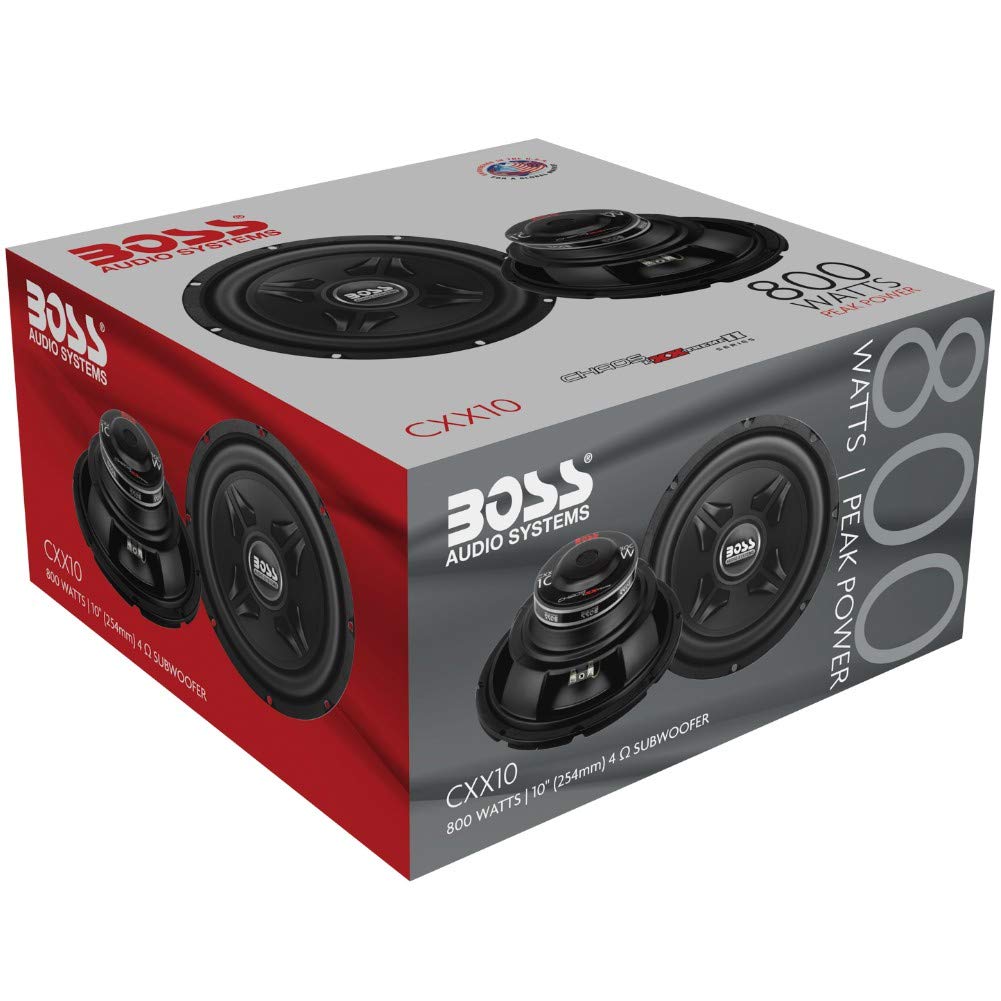 BOSS AUDIO SYSTEMS CXX10 CXX 10 subwoofer da 25 cm 250 mm 10" singola bobina da 4 ohm da 400 watt rms e 800 watt max sensibilità 87 db 1 pezzo