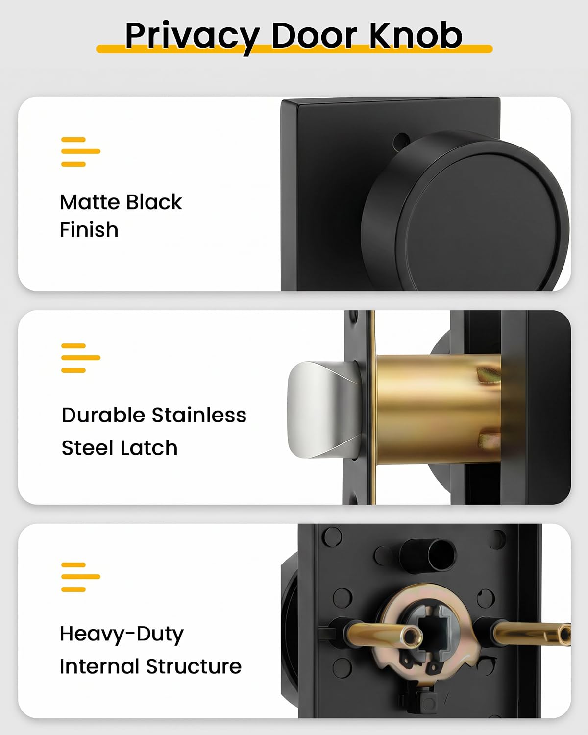 Goldenwarm Black Door Knobs - Privacy & Security -8