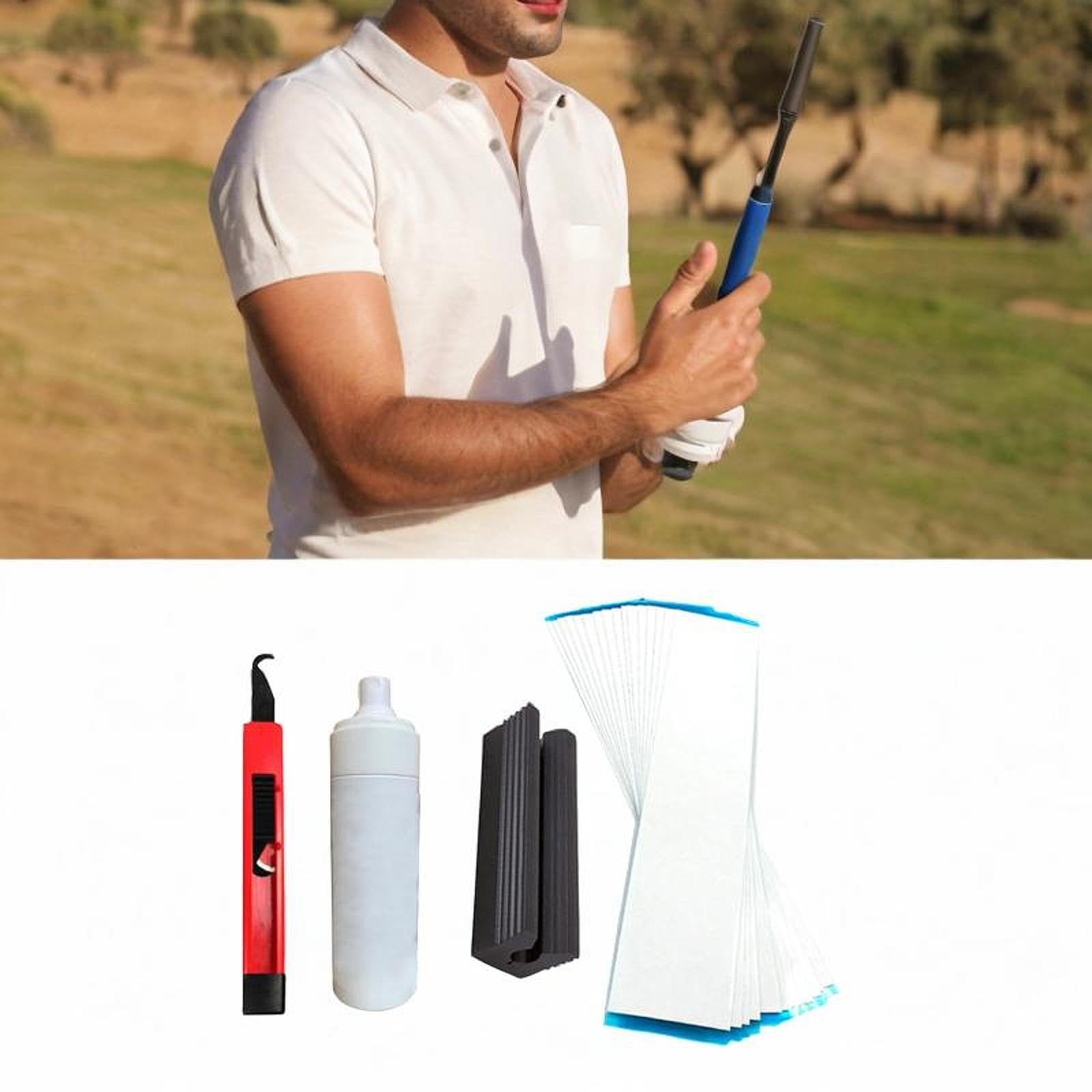 Kit de Reemplazo de Empuñadura para Palo de Golf de 3 Piezas con Cinta Adhesiva de Doble Cara, Gancho para Empuñadura de Golf, PP, Adecuado para Palo