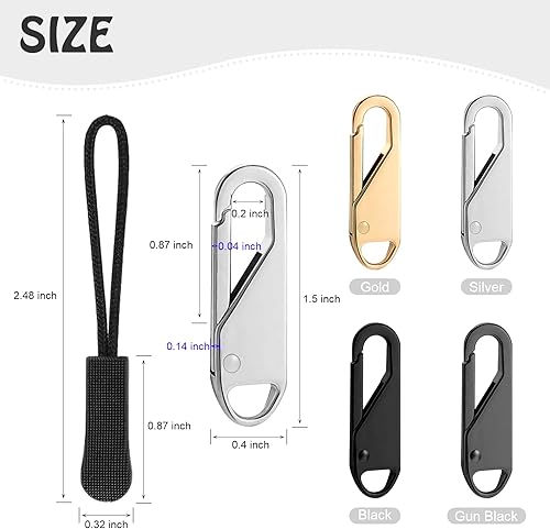 Miniatura 2 de 16 pestañas desmontables con cierre de cremallera, con cordón extensor para equipaje, ropa, chaquetas, mochilas, botas, abrigo