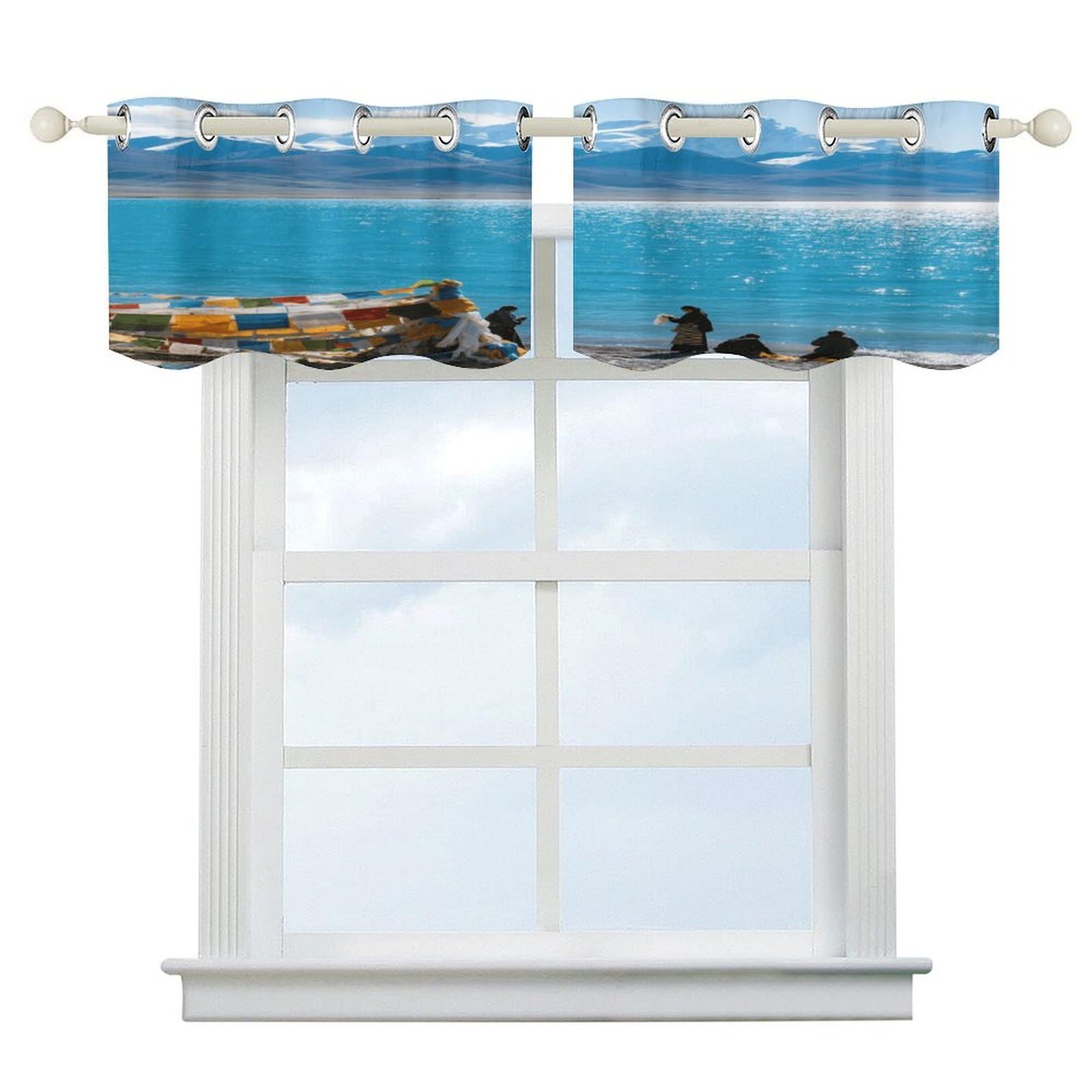 Fekiloot Style Namtso Lake Short Curtains Valance Curtain